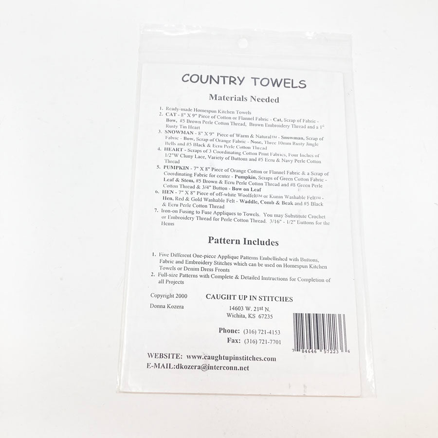 Country Towels by Caught Up in Stitches Sewing Pattern