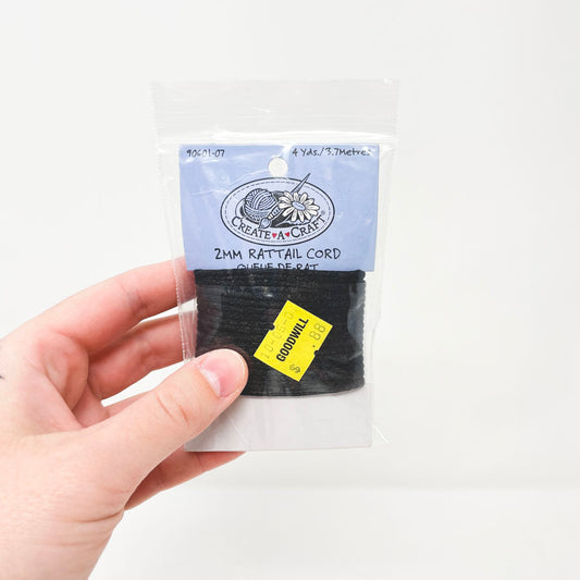 2 mm Rattail Cord Black