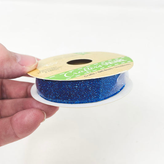 Crafters Square 5/8" Blue Glitter Ribbon