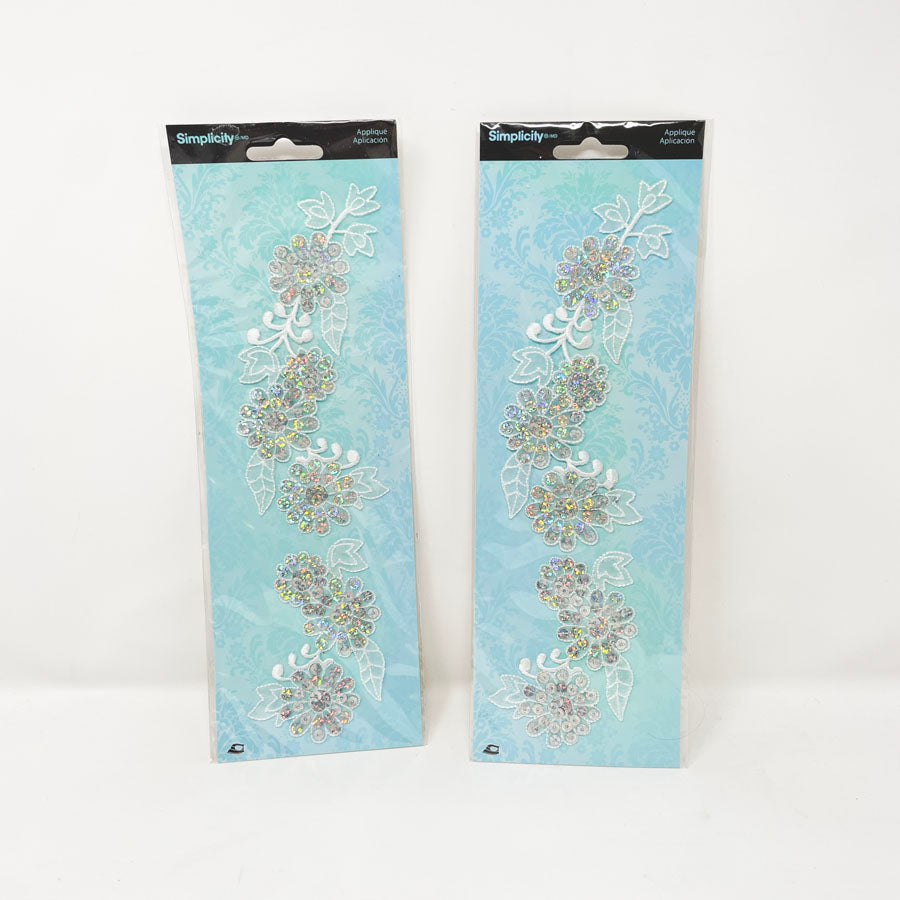Simplicity Applique - White Sequined Flowers (1)