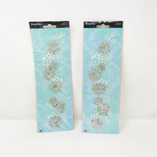 Simplicity Applique - White Sequined Flowers (1)