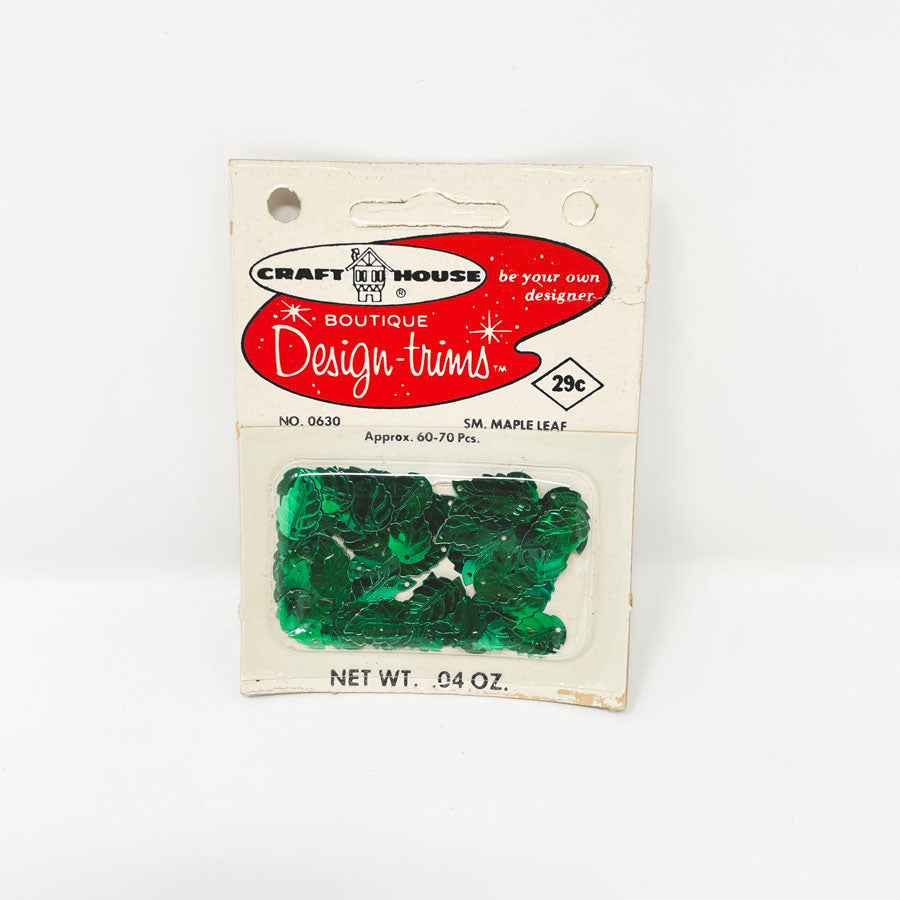 Craft House Boutique Design Trims- green small maple leaf sequins