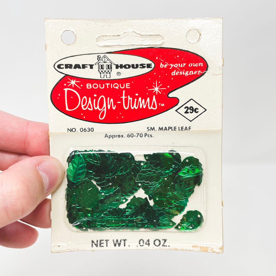 Craft House Boutique Design Trims- green small maple leaf sequins