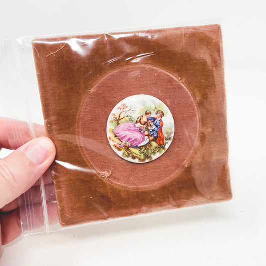 Vintage Fragonard Courting Couple Porcelain Plaque