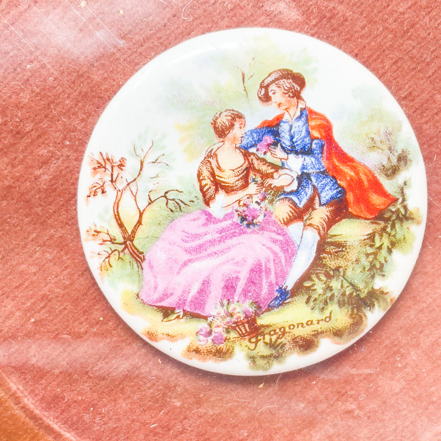 Vintage Fragonard Courting Couple Porcelain Plaque
