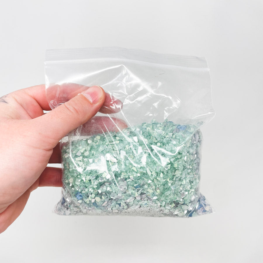Blue-Green crushed glass Vase Filler