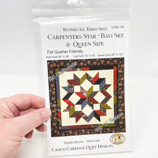 Carpenters Star - Bali Sky - Revised Three Sizes Quilt Pattern by Calico Carriage Quilt Designs