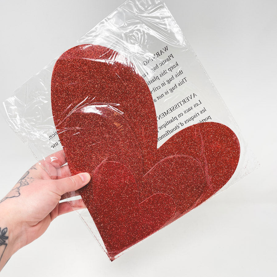Glitter Heart cutouts-4 assorted size