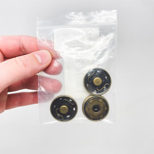 3 Bronze Metal Sew-on Snaps