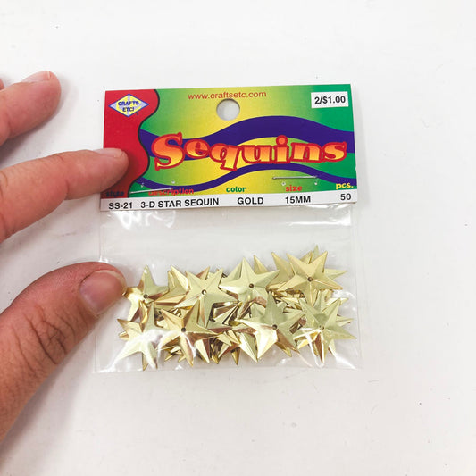 Crafts Etc 3D Gold Star Sequins- 15mm