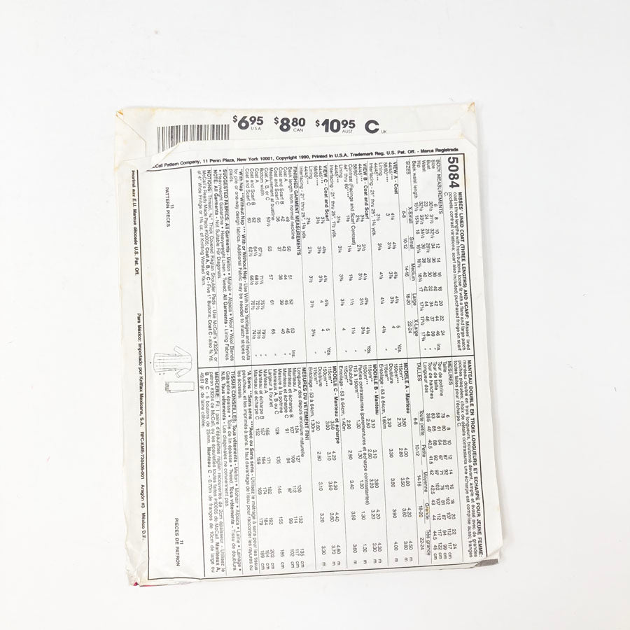 1990 Jacket/Scarf (10-12) by Sew News 5084 Sewing Pattern