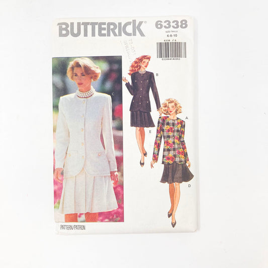 1992 Jacket/Skirt (6-10) by Butterick 6338 Sewing Pattern