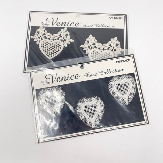 The Venice Lace Collection- White Lace Heart Applique'es