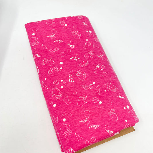 2 yds. Pink Abstract Hand Jersey Fabric