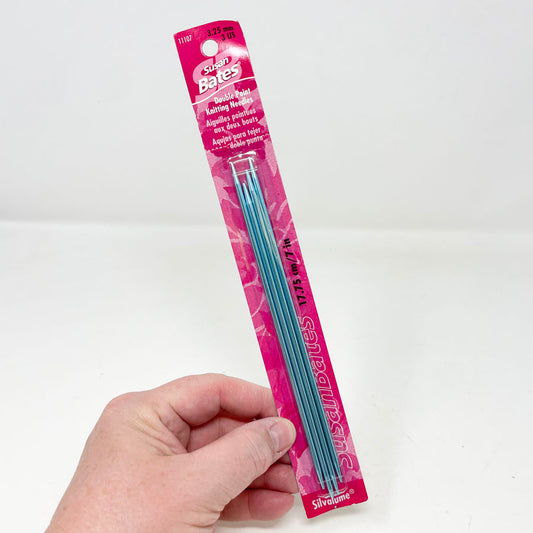 Size 3: Susan Bates 7" Aluminum Double Point Knitting Needles - Carded