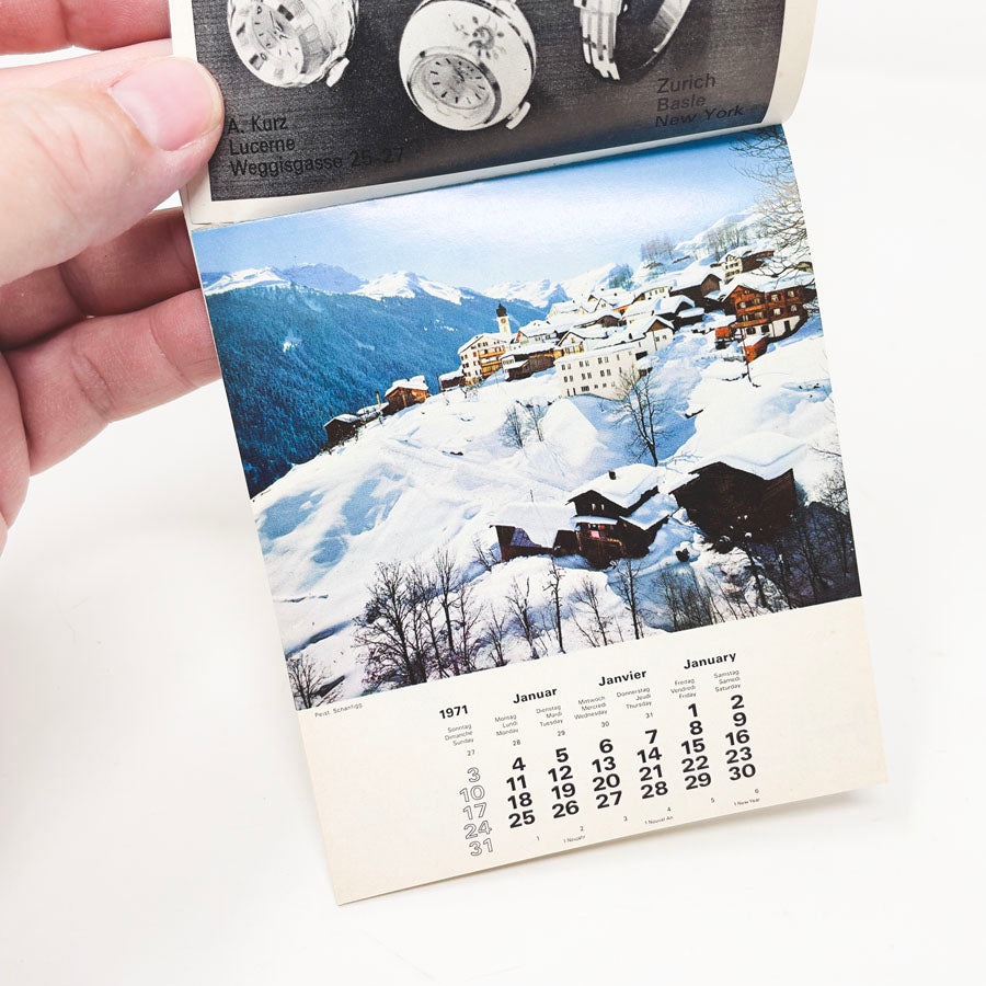 1971 Kurz Mini Calendar - Vintage Ephmera