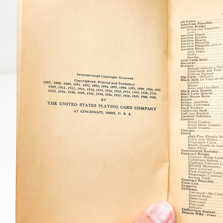 Vintage The Official Rules of Card Games - 40th Edition Book (1941)