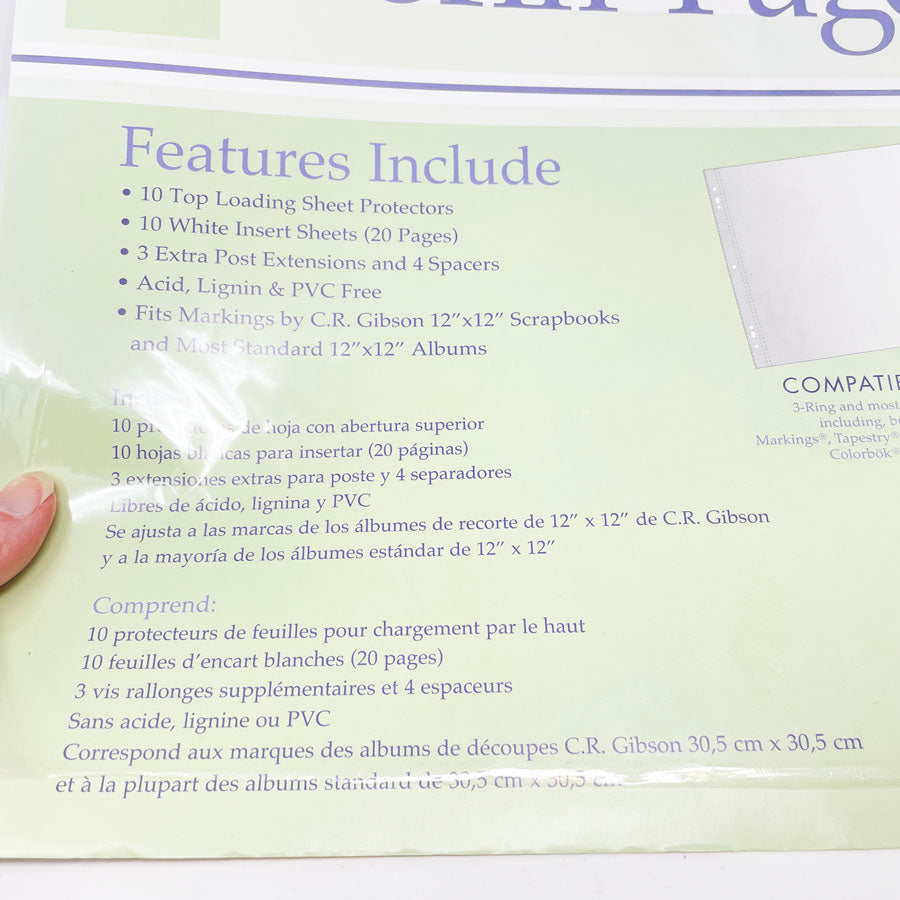 Markings- 12"x12" Top Loading Universal Scrapbooking Refill Pages