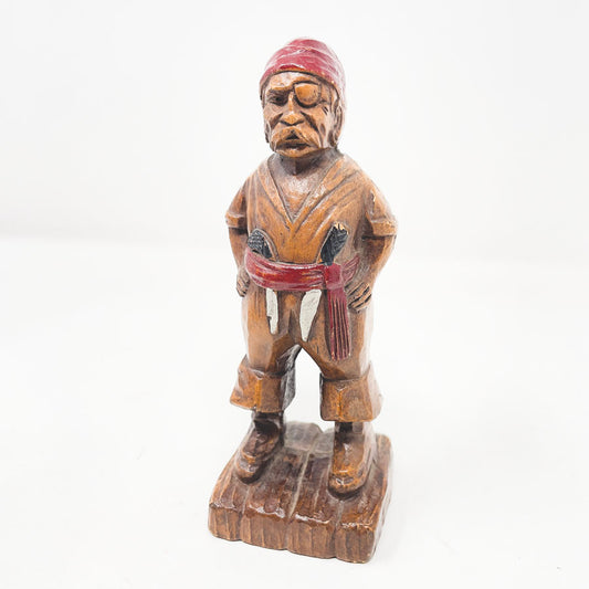 Vintage Syroco Wood Pirate Figurine with Label
