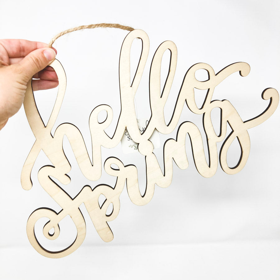 Hello Spring Wood Sign