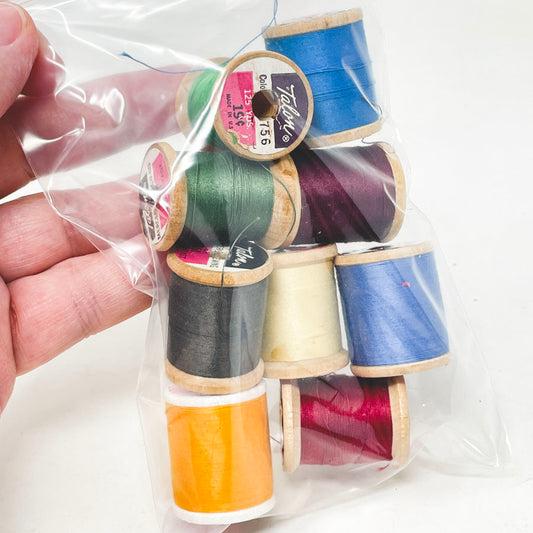 9 Vintage Talon Wood Thread Spools