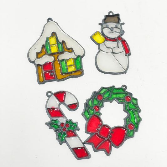 Vintage Completed Makit & Bakit Stained Glass Christmas Suncatchers