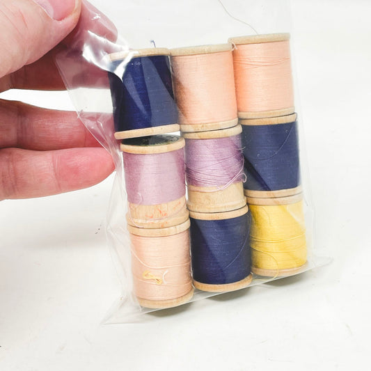 9 Vintage Wood Thread Spools