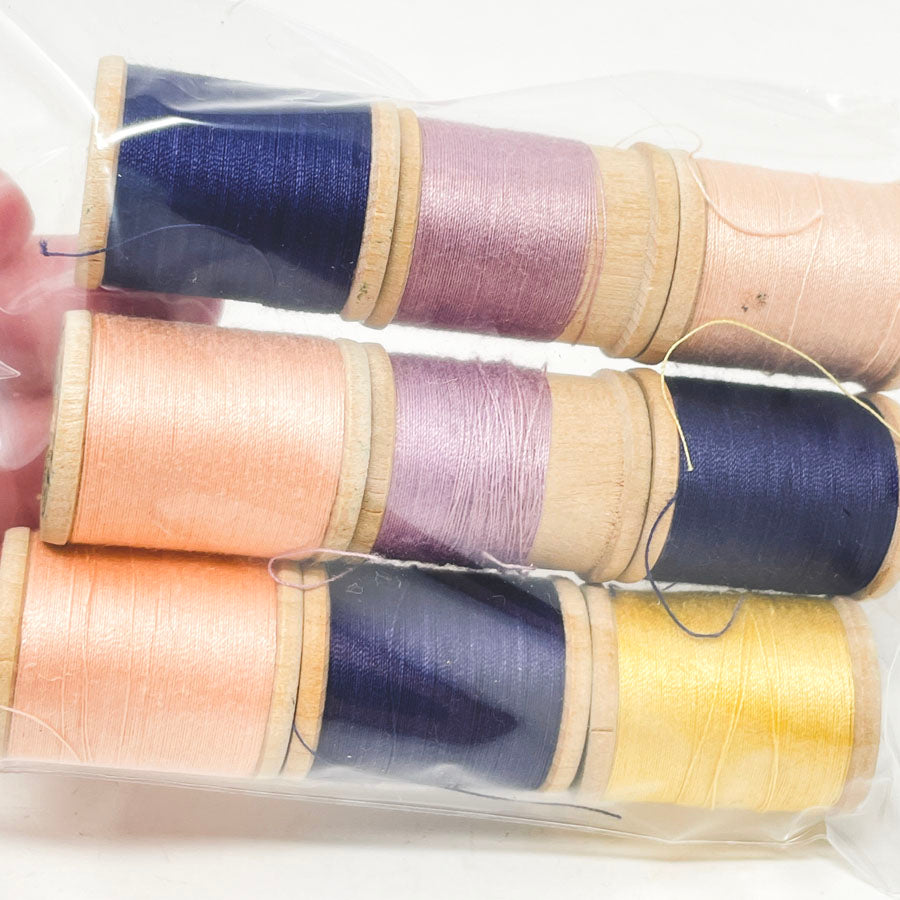 9 Vintage Wood Thread Spools