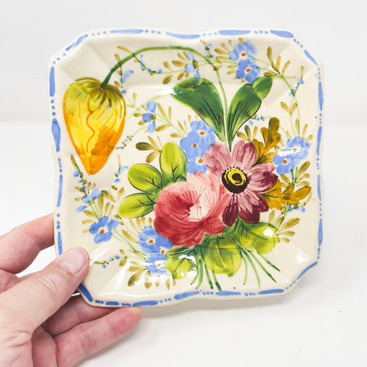 Vintage Italian Majolica Nove Faience Floral Salad Plate