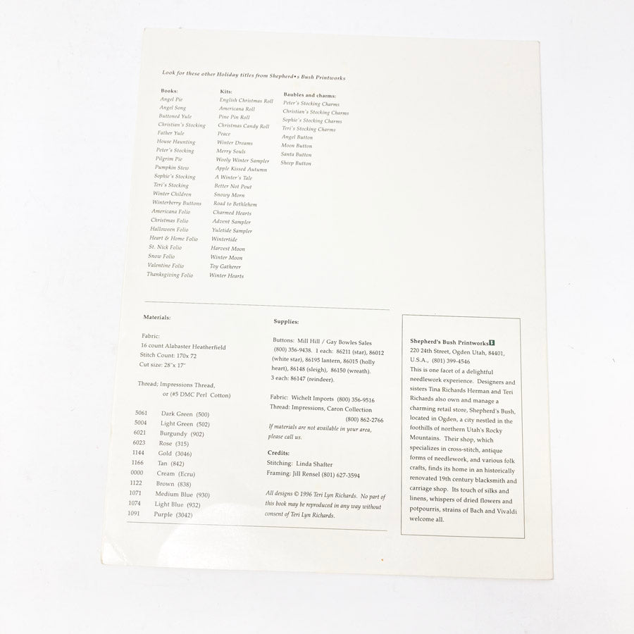 Shepherd's Bush Printworks Cross Stitch Patterns - Pick a Design