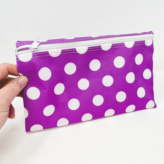 Lg. Purple Polka Dot Zipper Bag