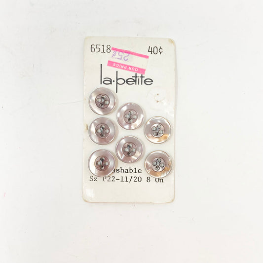 7 La Petite Size 8 Carded Pearlized Smoke Buttons