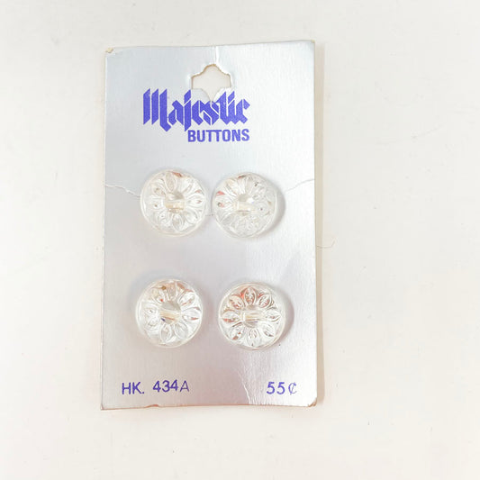 4 Majestic Flower Embossed Buttons