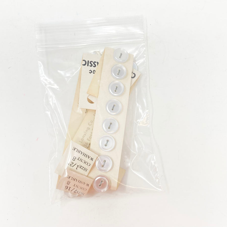 Tall Bundle of White & Clear Carded Buttons