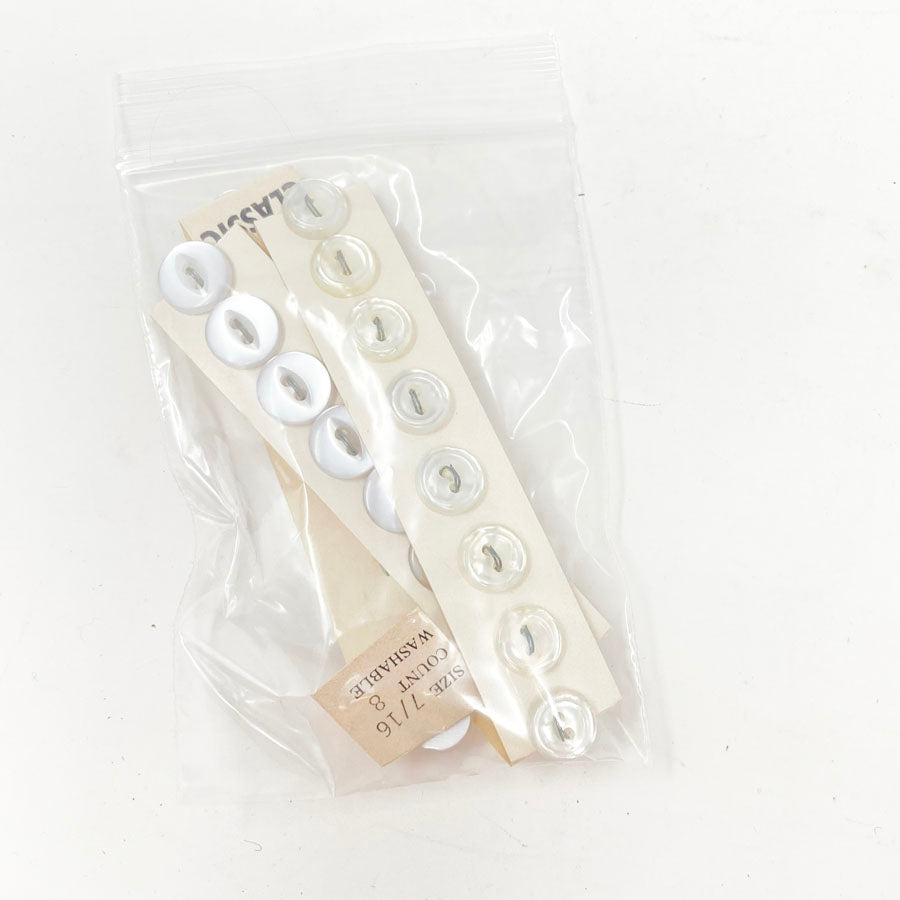Tall Bundle of White & Clear Carded Buttons