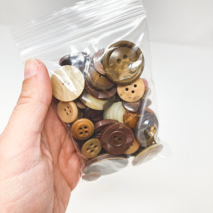 Medium Bag of Mixed Size/Tone Brown Buttons