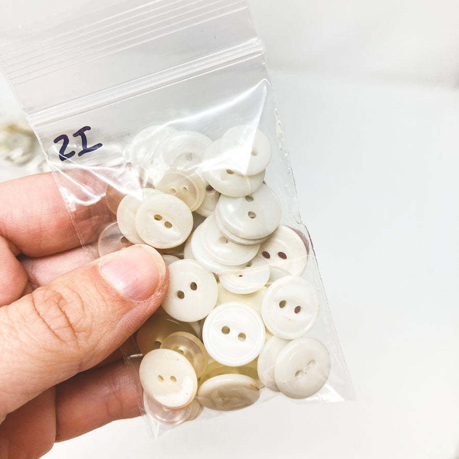 2 Series: Small Bag of Mixed Clear & White Buttons