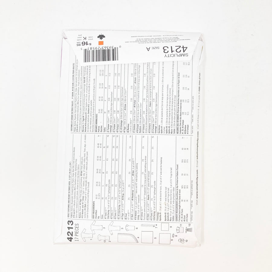 Simplicity Biblical Times Costume Pattern 4213 - XS-XL