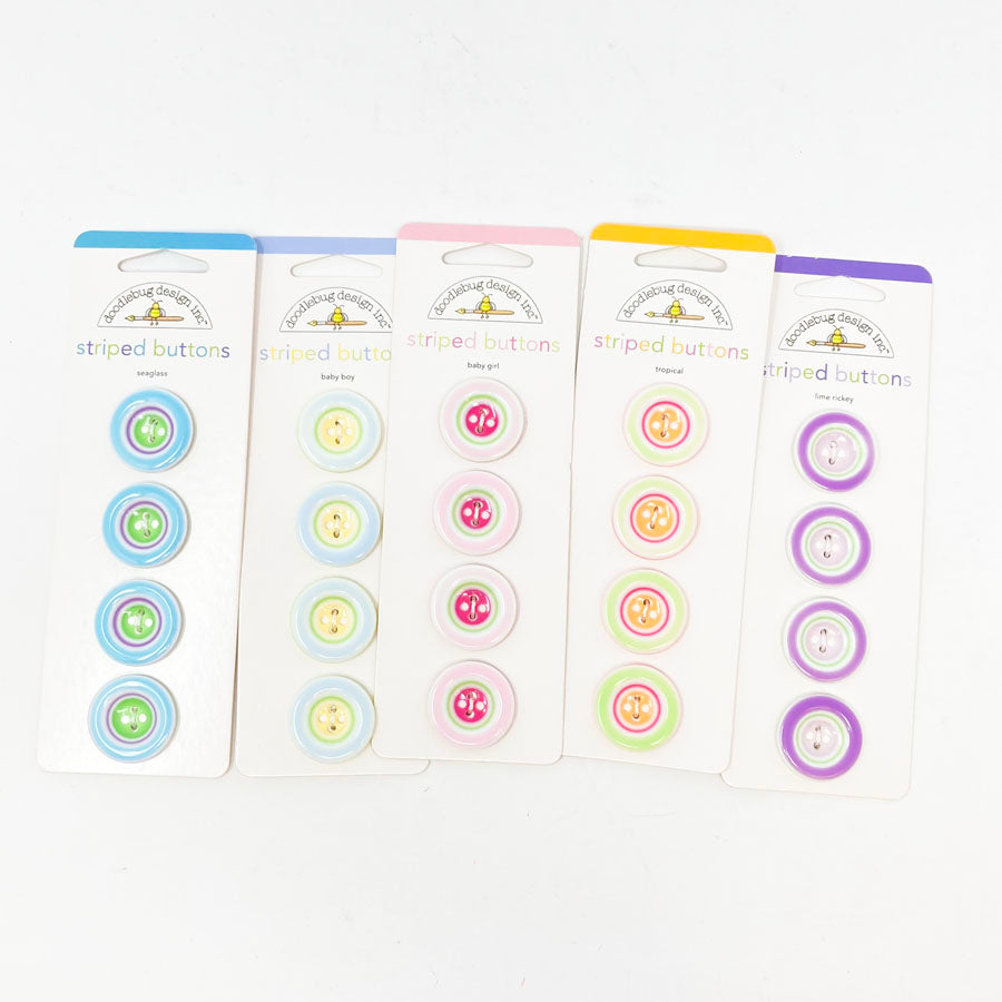 Doodlebug Striped Button Cards