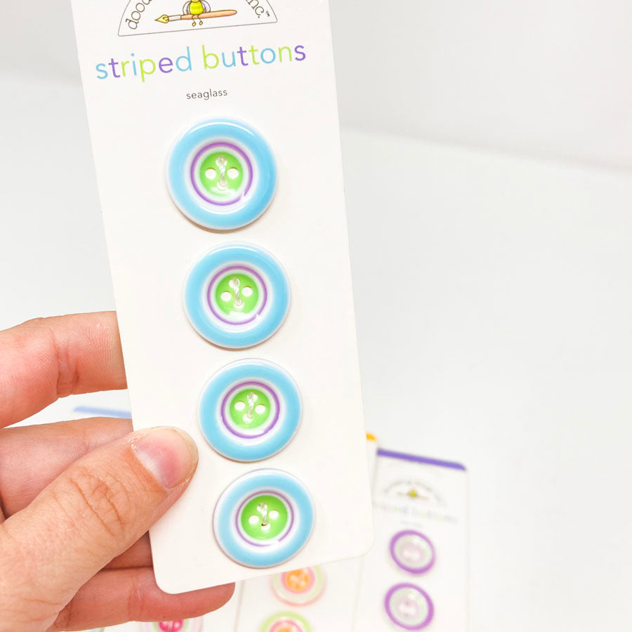Doodlebug Striped Button Cards