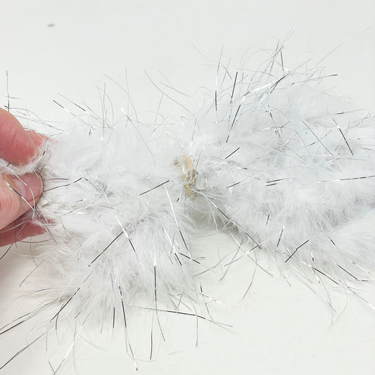 White Feather Boa with Silver