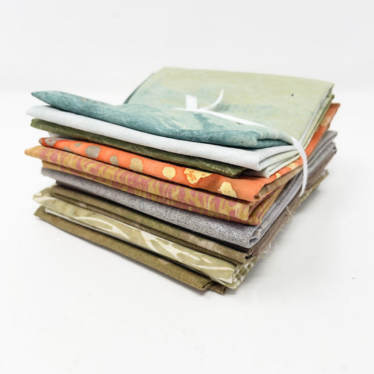 Complimentary & Khaki Batik/Prints Fabric Bundle