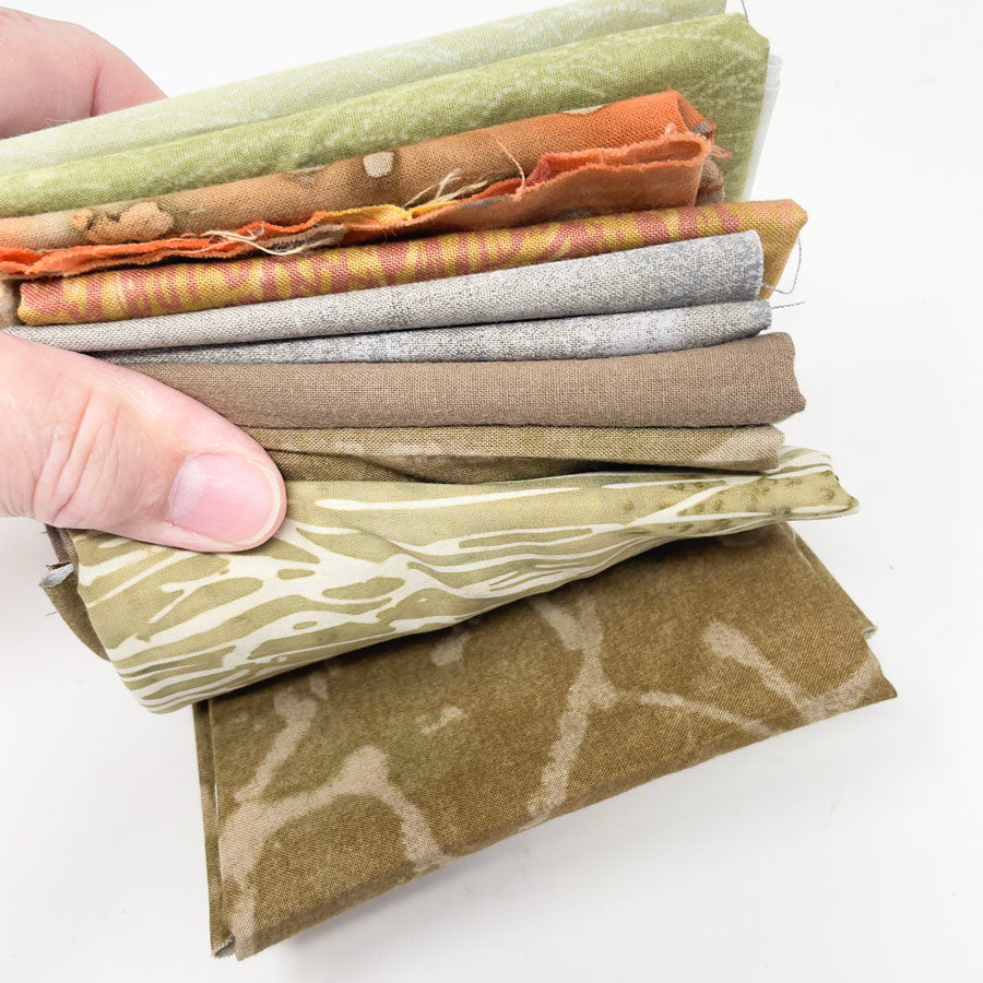 Complimentary & Khaki Batik/Prints Fabric Bundle