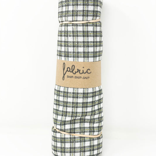 1 Yd - Black/Yellow Plaid Poly Blend Fabric