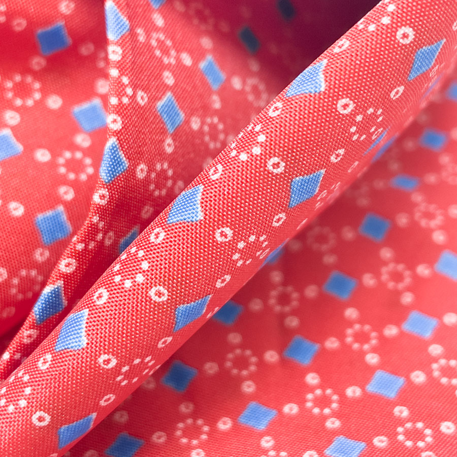 1 Yd - Red Pattern Shiny Polyester Scarf/Tie Fabric