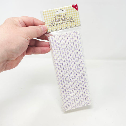 Lavender Dot Paper Straws