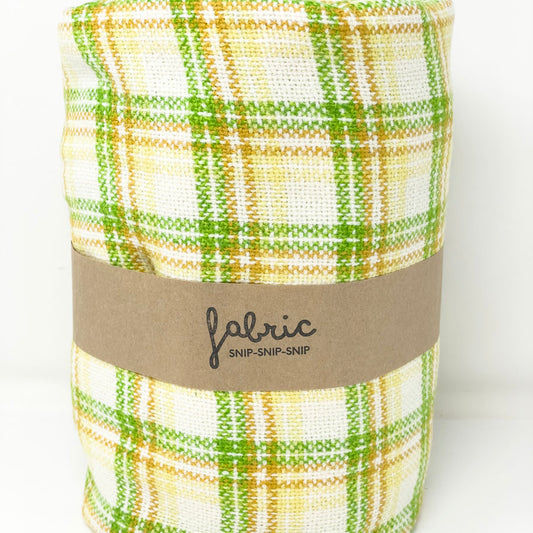 3 Yds - Vintage Green Gold Plaid Woven Fabric