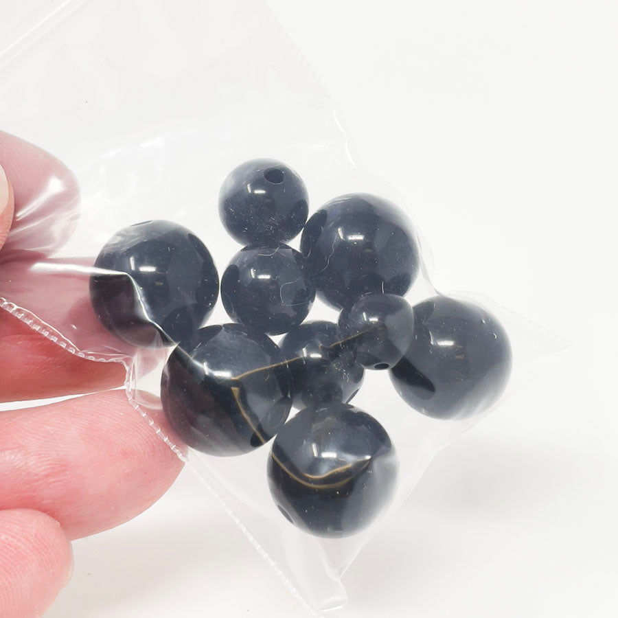Mixed Black Round Beads