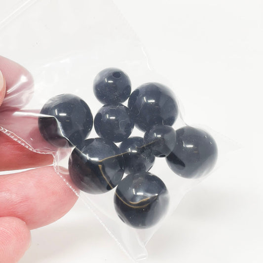 Mixed Black Round Beads