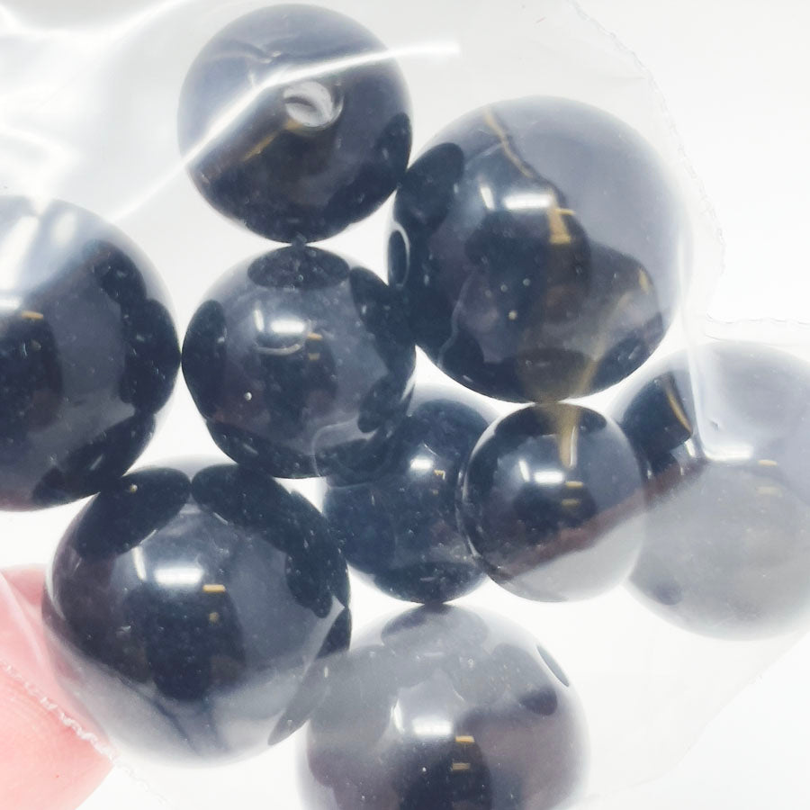 Mixed Black Round Beads